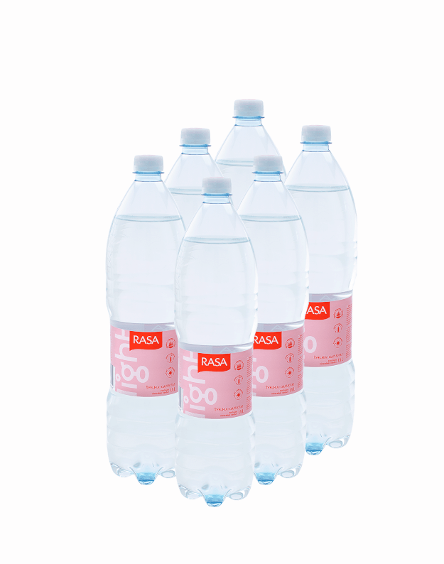 Rasa LIGHT natūralus silpnai gazuotas mineralinis vanduo, 1,5l x 6 vnt (VNT KAINA 0,69 Eur)