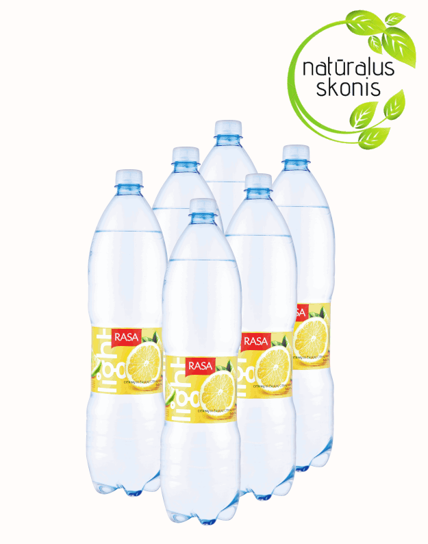 Rasa LIGHT citrinų ir žaliųjų citrinų skonio gazuotas stalo vanduo, 1,5l x 6 vnt. (VNT KAINA 0,69 Eur)